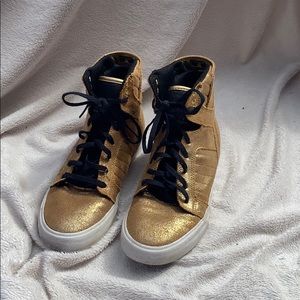 Supra Gold and Black High Top Sneakers